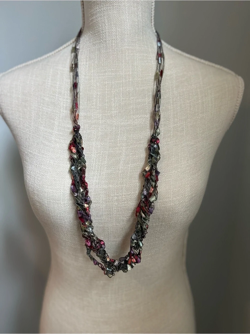 Multicolor Ladder Ribbon Adjustable Necklace - Picture 3 of 3